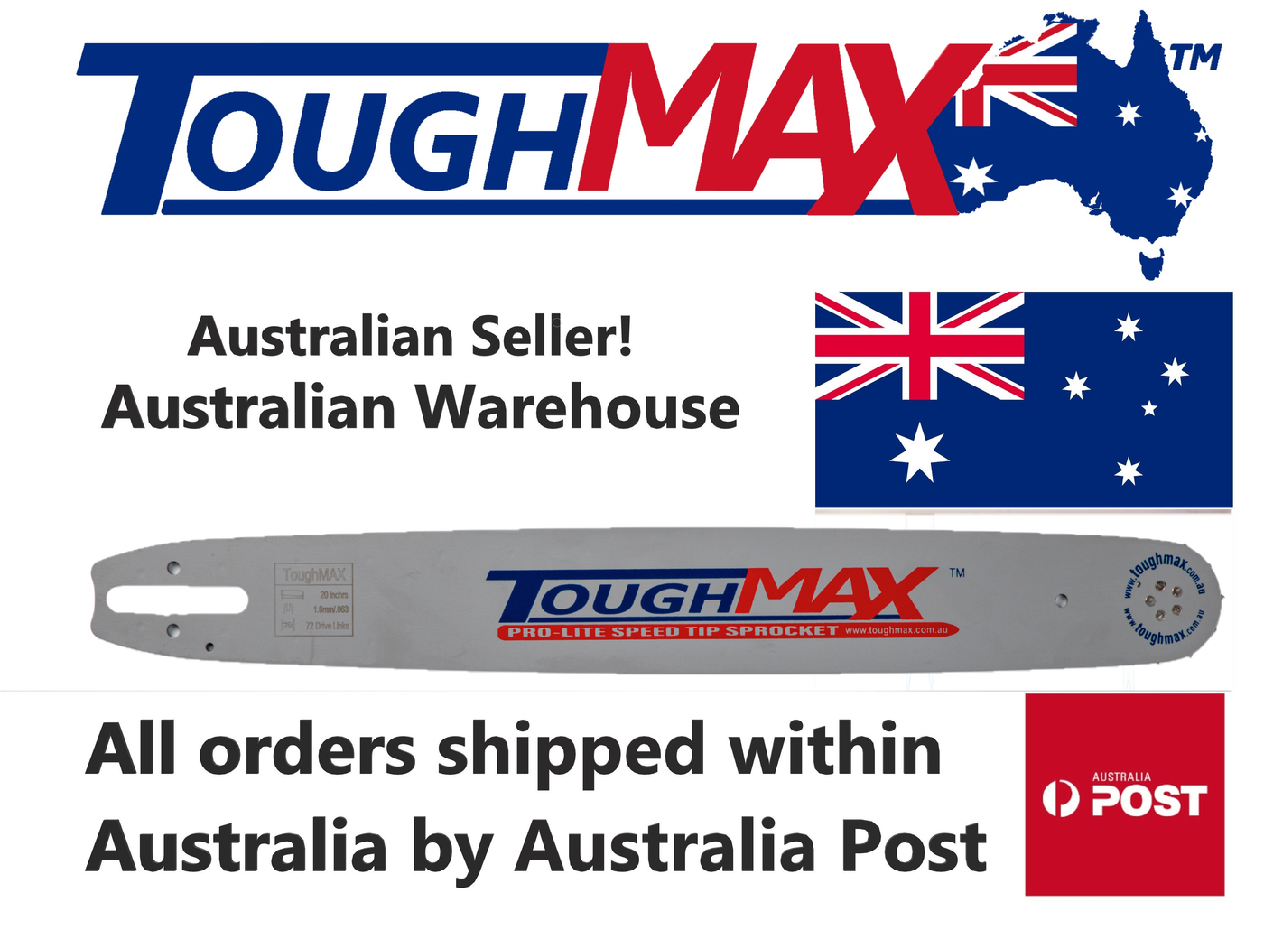 ToughMax 18 inch 3/8 66DL Chainsaw Guide Bar for Stihl Chainsaws - Equal of any laminated bar - Gauranteed